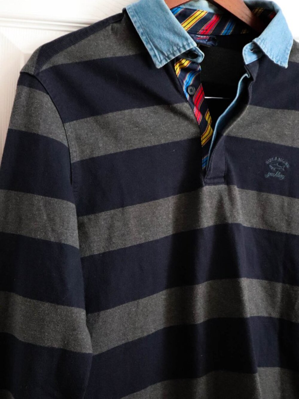 Paul & Shark Yachting Rugby Polo Shirt Long Sleeve Italy 100% Cotton Sz M Preppy - Picture 3 of 8